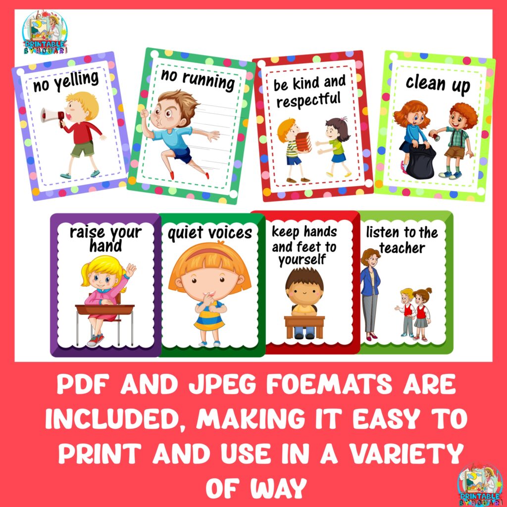 23 Classroom And School Rules Flashcards And Display Labels For Kids Made By Teachers