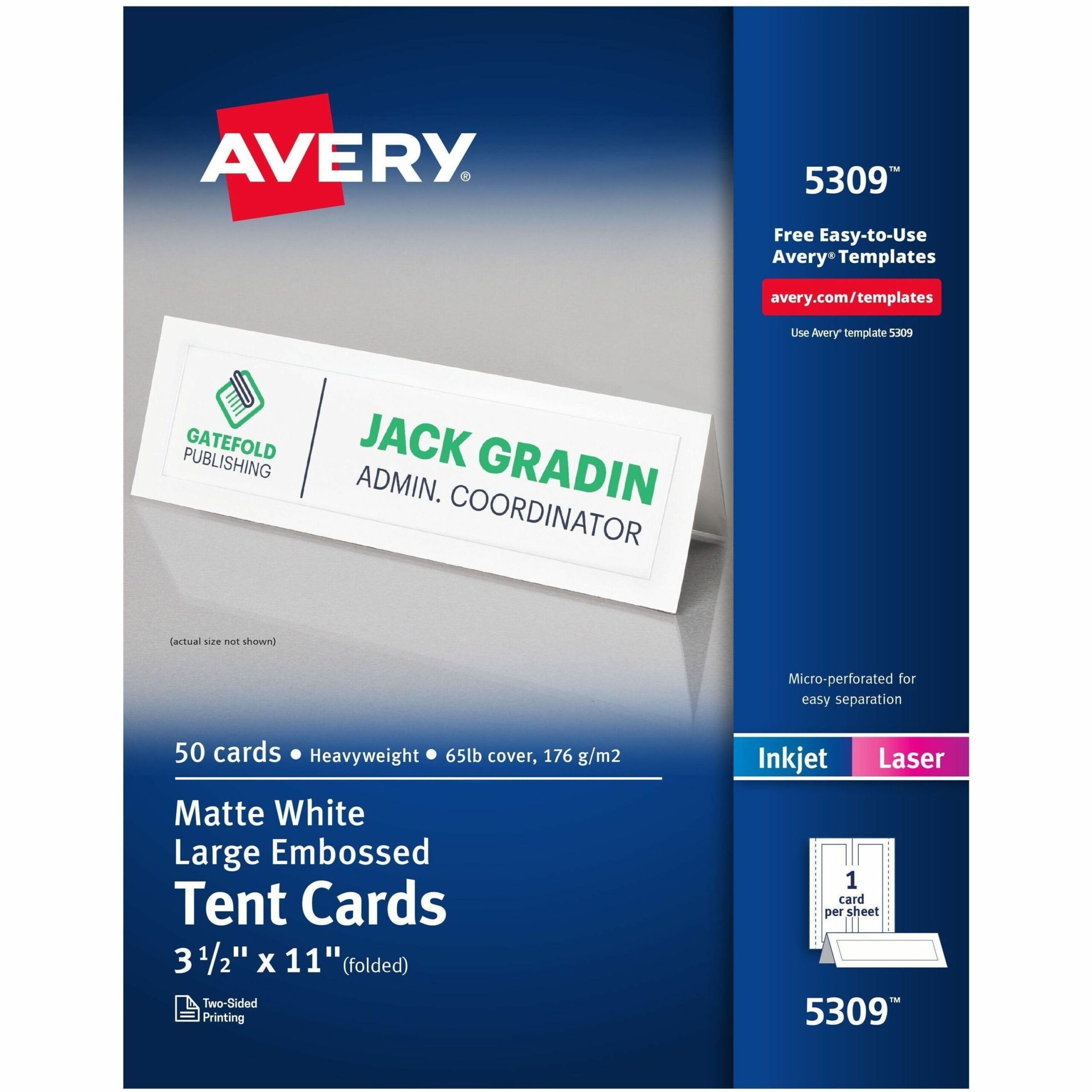 Avery Tent Cards 3 5 X 11 Embossed Border 50ct 5309