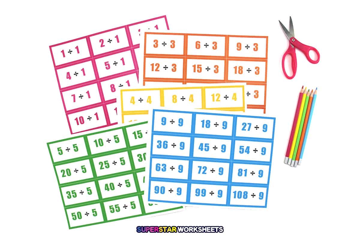 Division Flashcards Superstar Worksheets