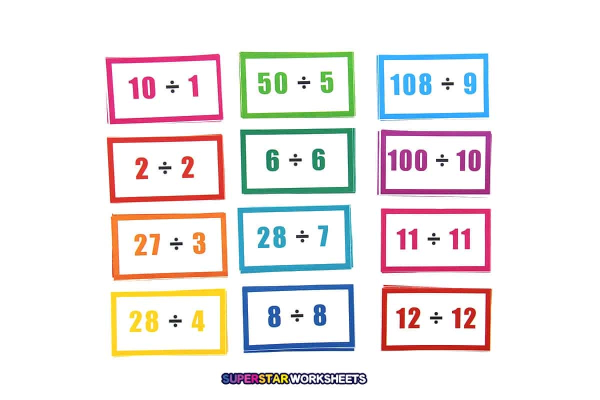 Division Flashcards Superstar Worksheets