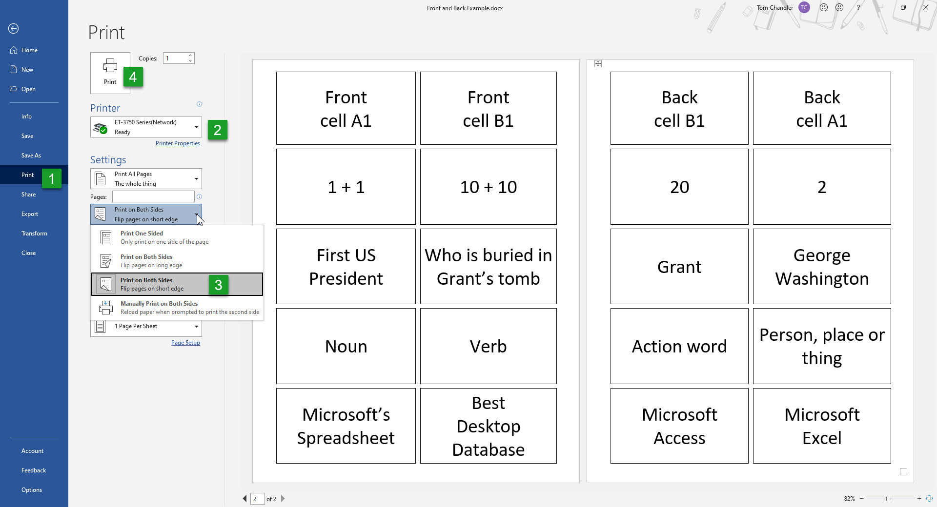 How To Create Homemade Flash Cards With Microsoft Word TechMentors
