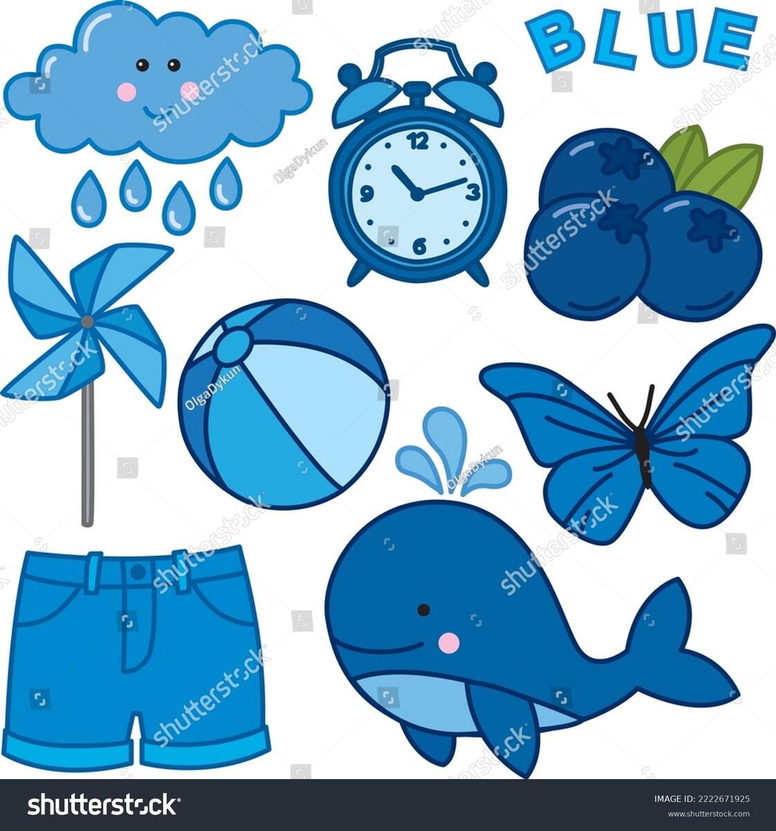 Learning Colors Blue Color Flashcard Kids Stock Vector Royalty Free 2222671925 Shutterstock