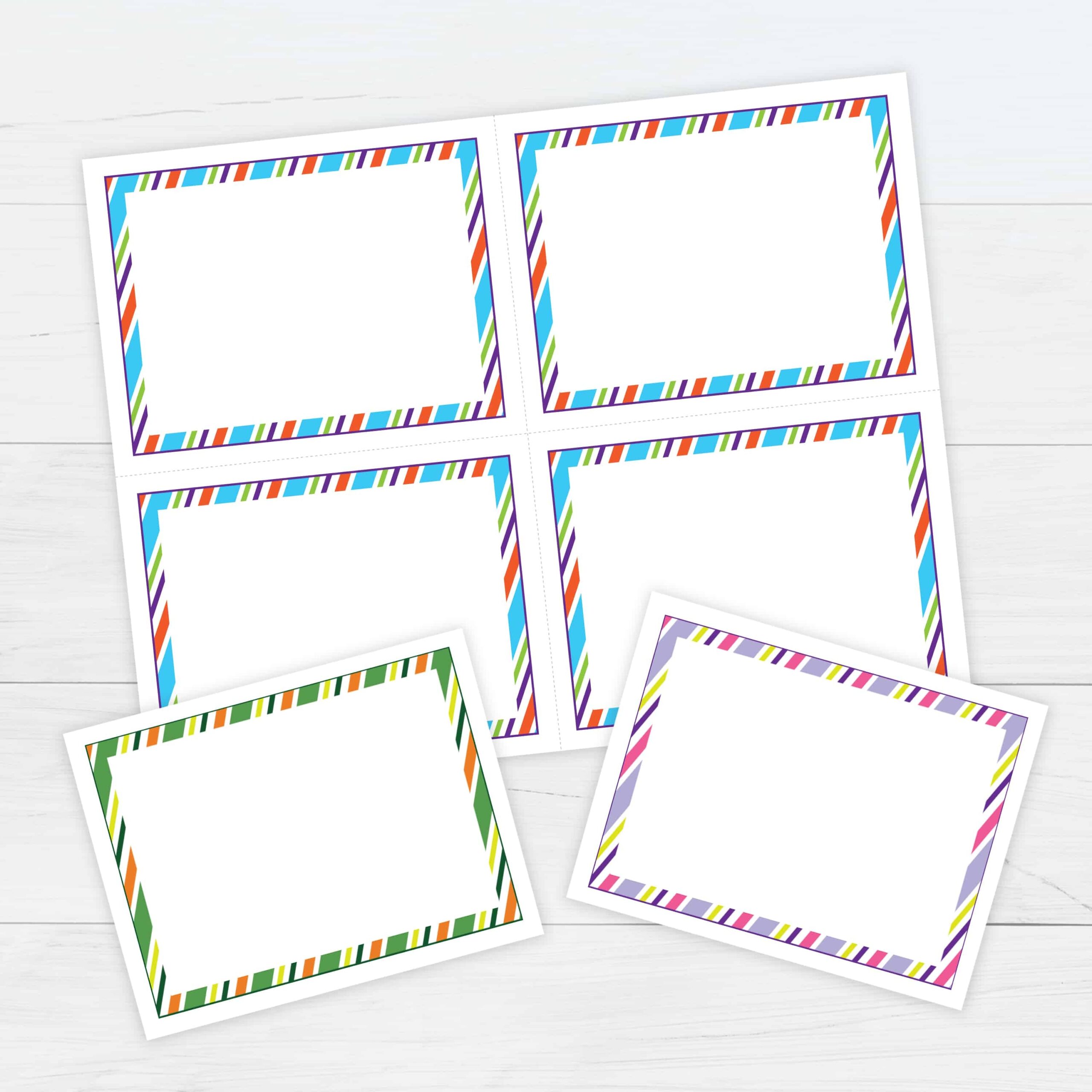Stripes Bordered Flash Cards Template Free Printable Download